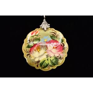 EXEX Necklace Pendant Hand Painted Tahitian Black Pearls 925 Silver Chain BinK
